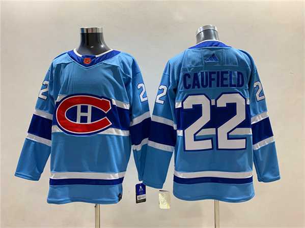 Men%27s Montreal Canadiens #22 Cole Caufield 2022-23 Reverse Retro Stitched Jersey